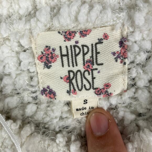 Hippie Rose Sweater Women's Small Cream Textured Knit Pullover Boho Cozy - Picture 2 of 7